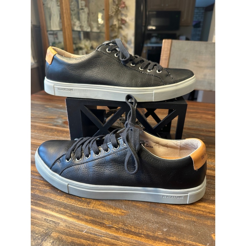Blackstone Black Leather Lace Up Sneakers Mens NM 01 Size 44 Size 10-10.5